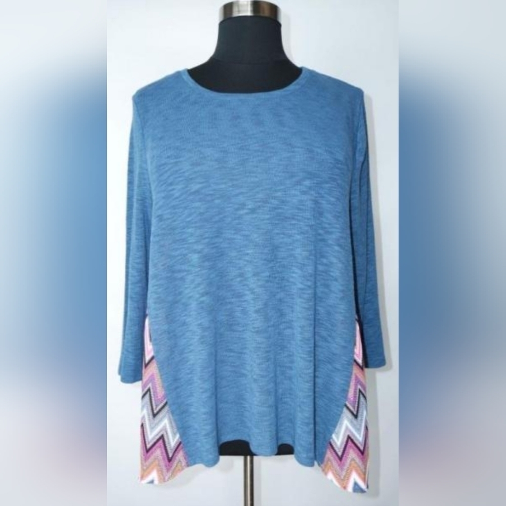 EYESHADOW Blue Chevron Back Tunic 2X NWT